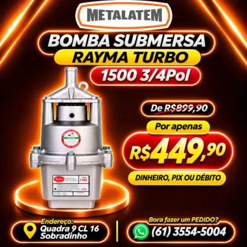 BOMBA SUBMERSA RAYMA TURBO 1500 3/4 POL
