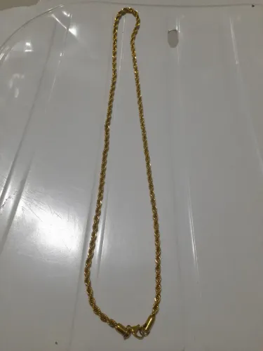 CORDÃO EM AÇO FOLHEADO 21 CM MASCULINO TRANÇADO R$ 70,00