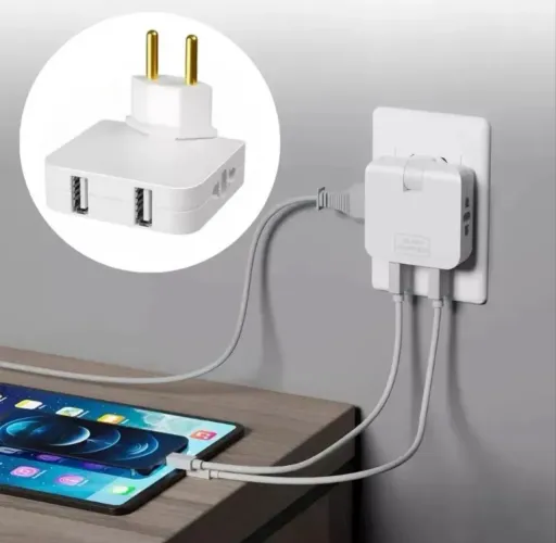 Adaptador Tomada Benjamim Plug Usb 2 Saídas T Articulado 16A Bivolt 