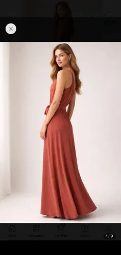 Vestido longo terracota 