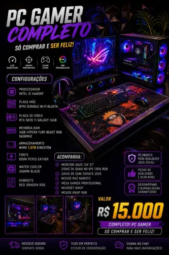 Rtx 5070 ti , i5 14600kf z790 PC hig end máquina 