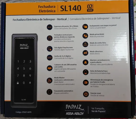 Fechadura Eletrônica Papaiz SL140