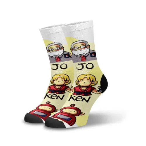 Meias Divertidas Coloridas Jô Ken Pô Estilosas Geek Top Amarelo 307JK