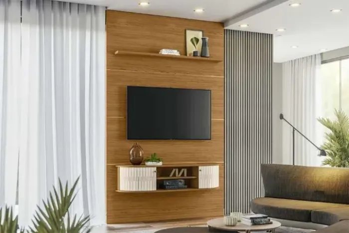 Painel Home Suspenso Monte Carlo Naturale.Off White Madetec - Entrega Rápida!  