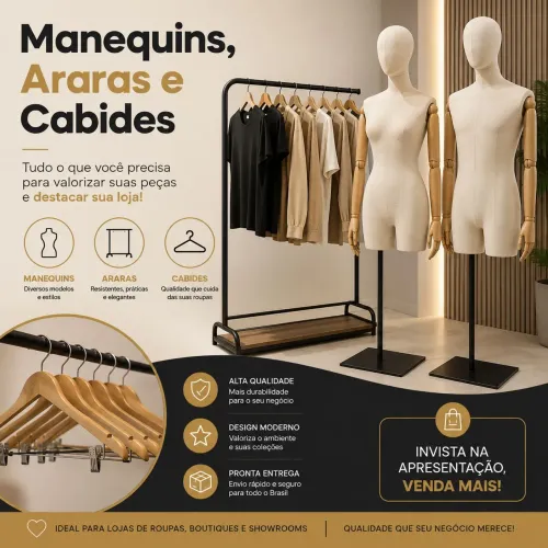 Manequins, araras e cabides