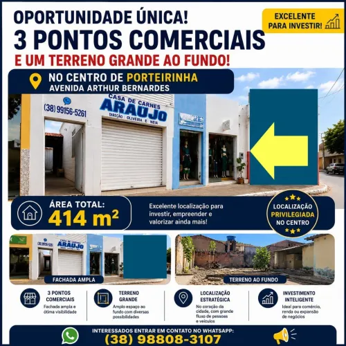Vendo imóvel com 3 pontos comerciais e um terreno ao fundo