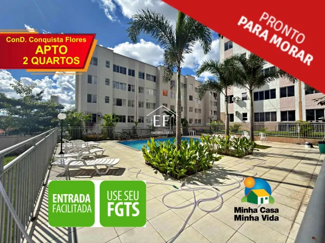 Condomínio Conquista Flores - Apartamento 2 Quartos Reformado com Varanda e Lazer Completo