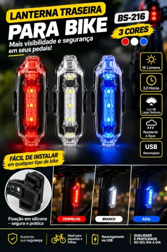 SINALIZADOR BIKE RECARREGÁVEL USB