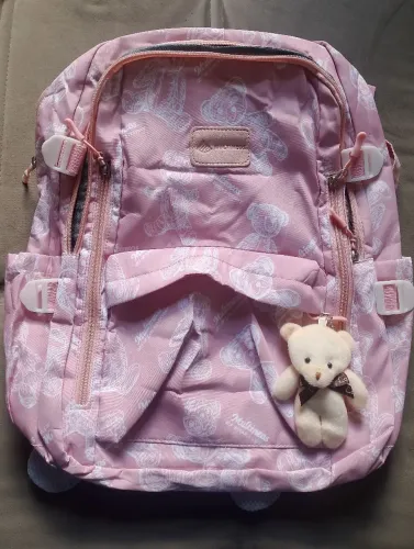 mochila rosa com ursinhos - nunca usada