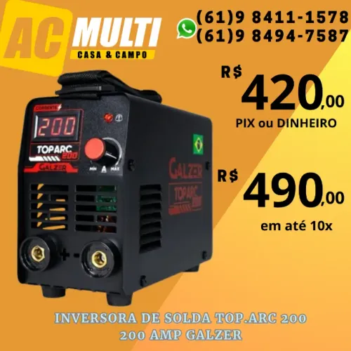 INVERSOR de Solda TOP.ARC 200 Amp GALZER 