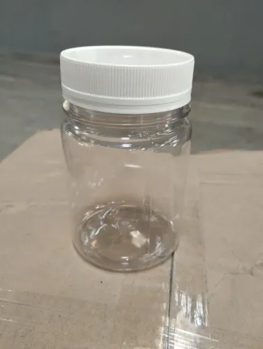 Pote Plástico Pet transparente 300 ml com tampa lacre branca (Novo) - Lote com 500 unids