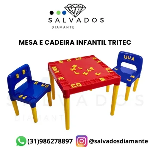 Mesa Infantil Com 2 Cadeiras Tritec - NOVA