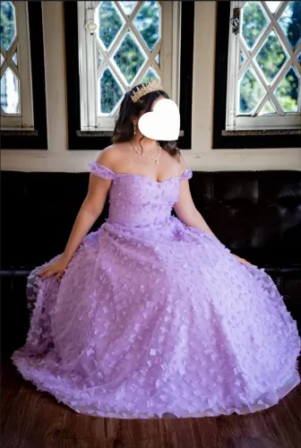 Vestido 15 anos tecido 3D