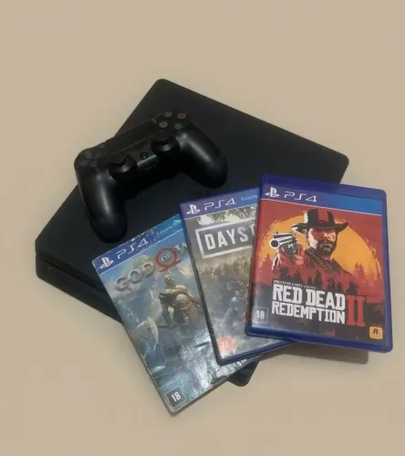 PS4 Slim 1TB Seminovo + 2 Controles + 3 Jogos