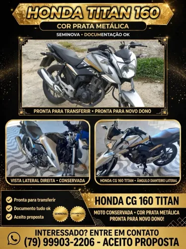 Honda CG 160 Titan Prata Metálica Seminova - Documento Ok, Aceito Proposta