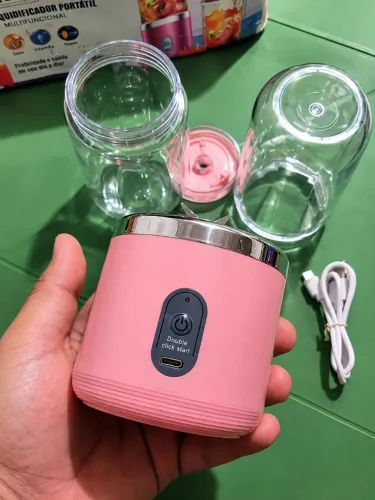 Liquidificador portátil 2 copos 400 ml rosa