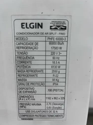 Ar Condicionado Split Elgin 60000 BTUS 220v R-22