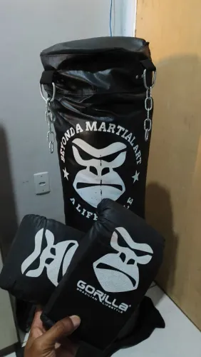Kit Treino Saco de Pancada 120CM <br>Profissional + Luva Bate Saco Adulto Boxe