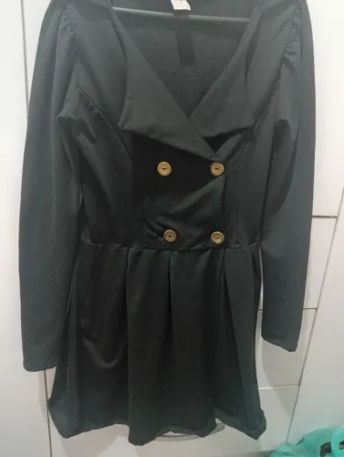 Anúncio do Vestido / Casaco Preto Estilo Trench Coat
