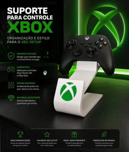 Suporte para Controle Xbox Series X/S, Xbox One e Elite | Organizador de Mesa Gamer
