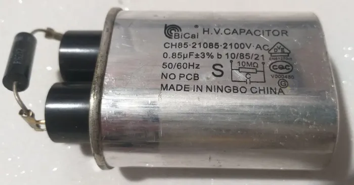 Capacitor de Alta Tensão Bicai 0.85uF 2100v CH85 Para Forno Micro-ondas Philco PME31 Diodo