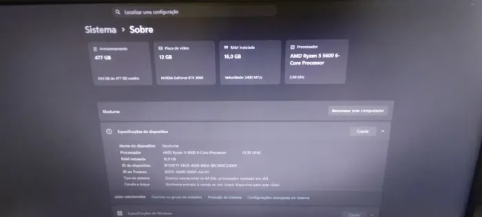 Computador Completo Monitor + RTX 3060 / 16gb RAM / R5 5600