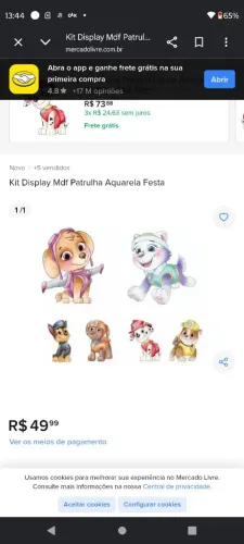 Kit em MDF Patrulha canina aquarela
