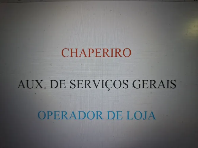 Auxiliar de Serviços Gerais / Chapeiro / Operador de Loja.