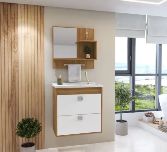 Armário Gabinete para Banheiro com Cuba e Espelho (Novo) Entrega Grátis!