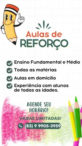 Aulas de reforço escolar.