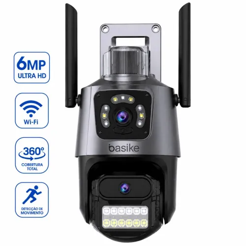 Câmera De Segurança Wifi 6mp PTZ 360 Dupla Lente Full HD Externa