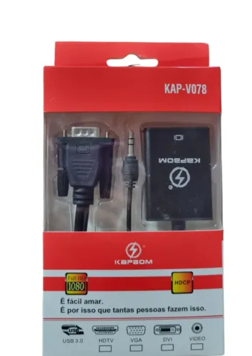 Adap conversor saída VGA para entrada HDMI Kap-V078