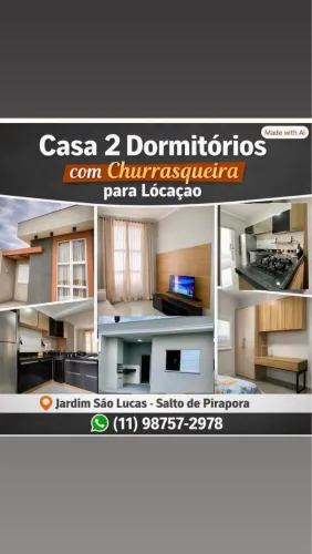 Linda casa com armários, geladeira, cooktop e churrasqueira