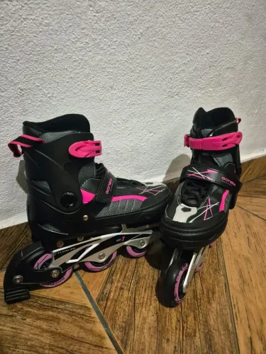 Patins Inline Gonew Flexx 2.0 - Preto e Rosa (Rolamento ABEC 7)