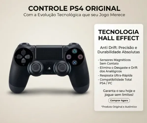 Controle de PS4 original preto (com hall efect - anti drift)