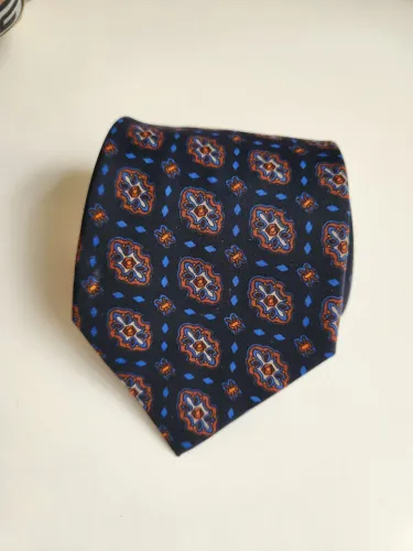 Gravata Francesa vintage azul escuro