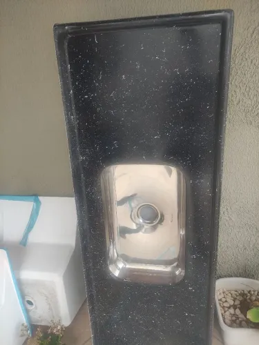 Pia de Cozinha 1.20x55 Cerâmica preta com cuba inox preta 