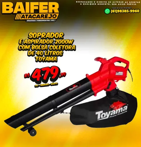 Soprador e Aspirador 2000w Com Bolsa Coletora de 40 Litros Toyama