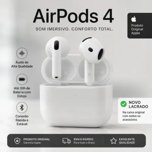 AirPods 4 Apple - Novo, Lacrado na Caixa (Original)