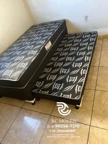 Cama Box Solteiro Bibox 88x1,88 com Auxiliar + Colchão D33 - Ideal para Espaço Pequeno