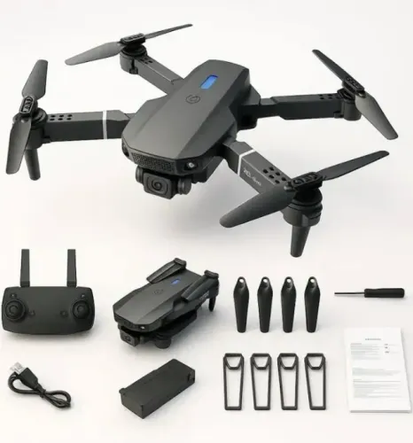 Drone E88 Profissional com Câmera 4K WiFi Controle App Estável e Fácil de pilotar
