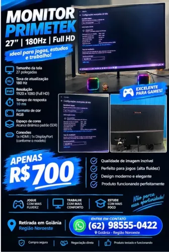 Vende-se monitor 27 polegadas 180hz