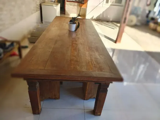 MESA DE JANTAR RETANGULAR DE MADEIRA DE DEMOLIÇÃO