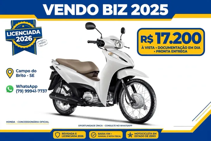 BIZ 2025 TOP DE LINHA, JA LICENCIADA 2026.