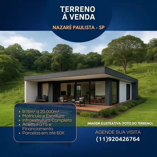 Vista e Acesso a Represa / Lote de 1200m² / Aceito Veiculos