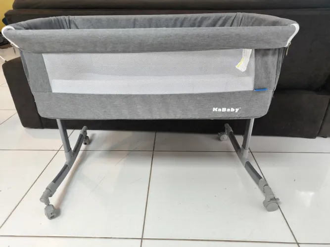 Berço Co-Sleep Kababy 3 em 1 Cinza + Colchão - Pouco Uso