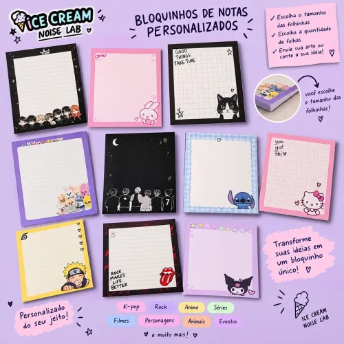 Bloquinho de Notas Personalizado 50 Folhas - Arte e Tamanho à Escolha