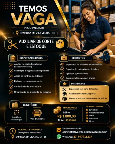 Auxiliar de corte e estoque