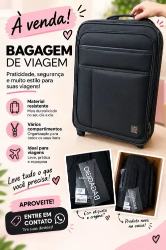 Mala de Viagem Preta - Nova, Original e na Caixa