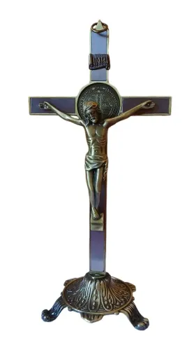 Crucifixo São Bento de mesa ou parede - 27 cm (metal)
